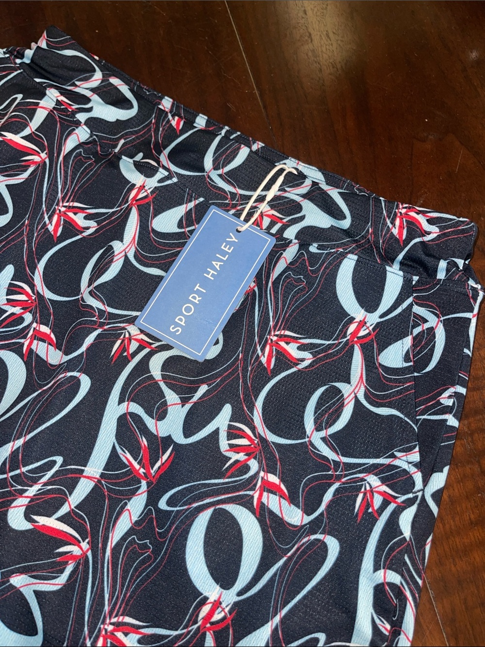Sport Haley Navy Skort with Light Blue & Red Abstract Swirls - Picture 3 of 6